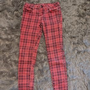 Red Black Plaid Flannel Jean Pants